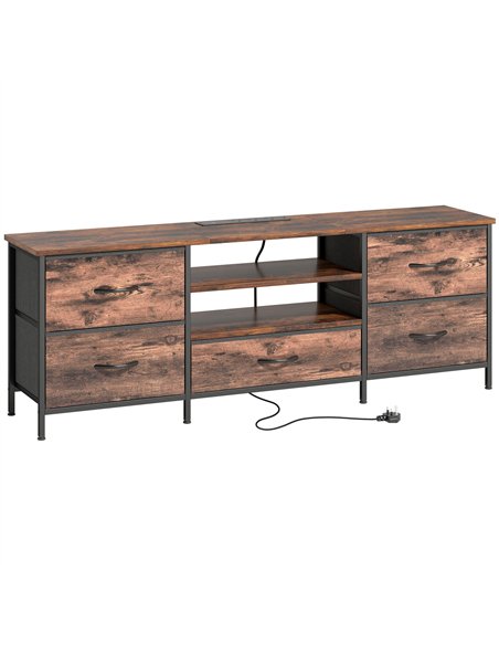 HOMCOM Multi-Storage Industrial TV Stand - Brown/Grey/Black - pic 209160 | FastDaddyshop