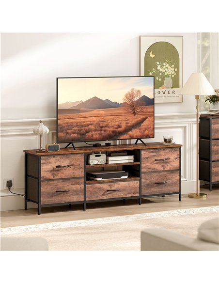 HOMCOM Multi-Storage Industrial TV Stand - Brown/Grey/Black - pic 209161 | FastDaddyshop