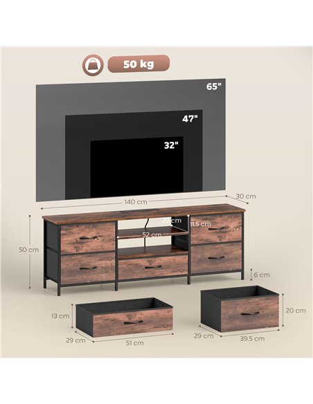 HOMCOM Multi-Storage Industrial TV Stand - Brown/Grey/Black - pic 209162 | FastDaddyshop