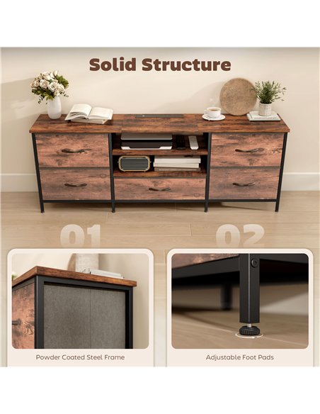 HOMCOM Multi-Storage Industrial TV Stand - Brown/Grey/Black - pic 209165 | FastDaddyshop