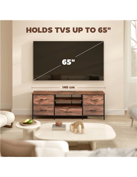 HOMCOM Multi-Storage Industrial TV Stand - Brown/Grey/Black - pic 209166 | FastDaddyshop