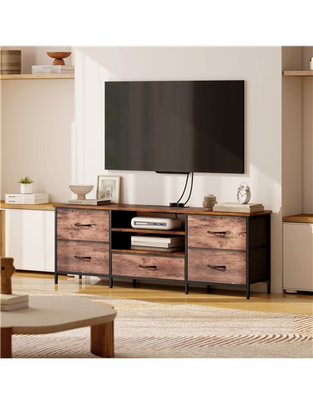 HOMCOM Multi-Storage Industrial TV Stand - Brown/Grey/Black - pic 209167 | FastDaddyshop