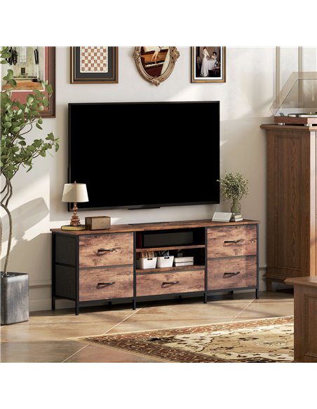 HOMCOM Multi-Storage Industrial TV Stand - Brown/Grey/Black - pic 209168 | FastDaddyshop