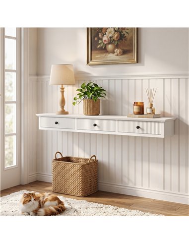 HOMCOM Shelf Wall-Mounted Storage Shelf Shelving Unit MDF 93 x 15 x 10 cm Entryway Kitchen Living Room, White