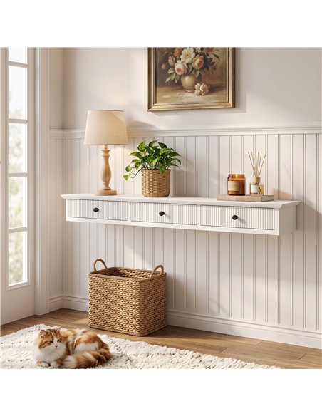 HOMCOM Shelf Wall-Mounted Storage Shelf Shelving Unit MDF 93 x 15 x 10 cm Entryway Kitchen Living Room, White - pic 209170 | FastDaddyshop