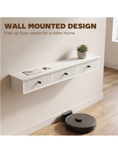 HOMCOM Shelf Wall-Mounted Storage Shelf Shelving Unit MDF 93 x 15 x 10 cm Entryway Kitchen Living Room, White
