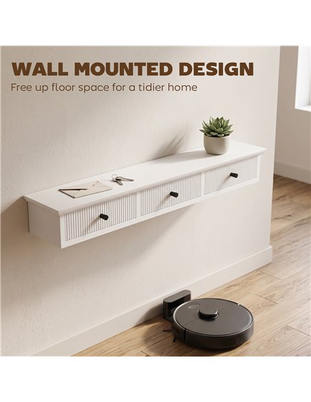 HOMCOM Shelf Wall-Mounted Storage Shelf Shelving Unit MDF 93 x 15 x 10 cm Entryway Kitchen Living Room, White - pic 209172 | FastDaddyshop