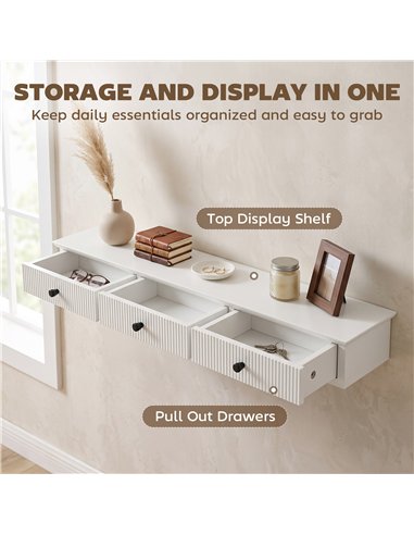 HOMCOM Shelf Wall-Mounted Storage Shelf Shelving Unit MDF 93 x 15 x 10 cm Entryway Kitchen Living Room, White