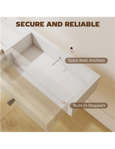 HOMCOM Shelf Wall-Mounted Storage Shelf Shelving Unit MDF 93 x 15 x 10 cm Entryway Kitchen Living Room, White
