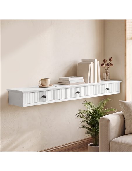HOMCOM Shelf Wall-Mounted Storage Shelf Shelving Unit MDF 93 x 15 x 10 cm Entryway Kitchen Living Room, White - pic 209176 | FastDaddyshop