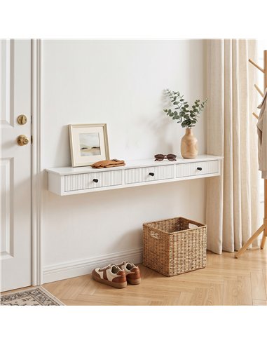 HOMCOM Shelf Wall-Mounted Storage Shelf Shelving Unit MDF 93 x 15 x 10 cm Entryway Kitchen Living Room, White