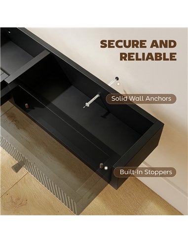 HOMCOM Shelf Wall-Mounted Storage Shelf Shelving Unit MDF 93 x 15 x 10 cm Entryway Kitchen Living Room, Black