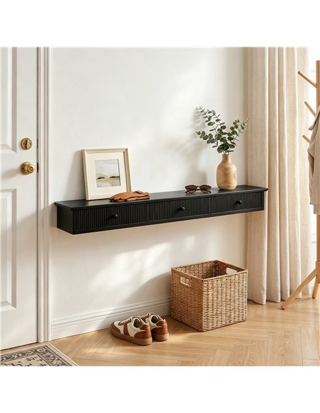 HOMCOM Shelf Wall-Mounted Storage Shelf Shelving Unit MDF 93 x 15 x 10 cm Entryway Kitchen Living Room, Black - pic 209186 | FastDaddyshop