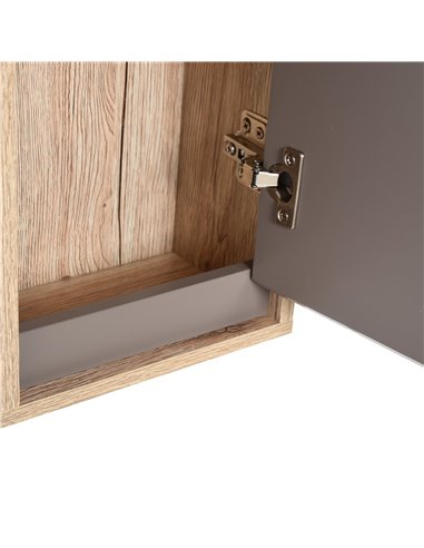HOMCOM MDF Wall Mounted Bathroom Cabinet with Mirror, Grey and Oak Brown