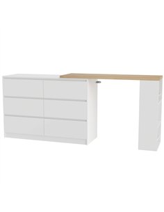 HOMCOM Vanity Table, Dressing Table with 6 Drawers and 3-Tier Shelf for Women and Girls, White