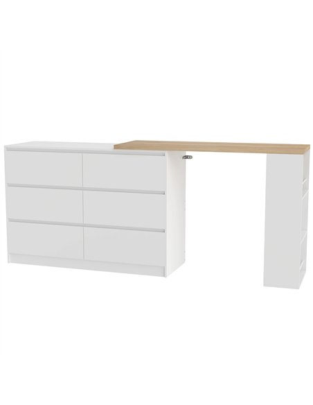 HOMCOM Vanity Table, Dressing Table with 6 Drawers and 3-Tier Shelf for Women and Girls, White - pic 209196 | FastDaddyshop