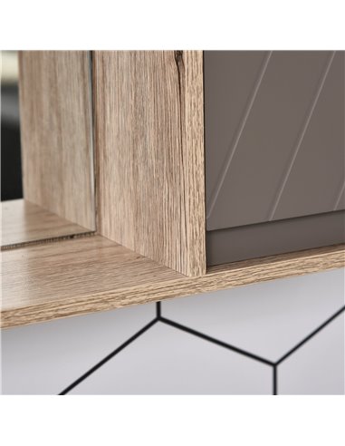 HOMCOM MDF Wall Mounted Bathroom Cabinet with Mirror, Grey and Oak Brown