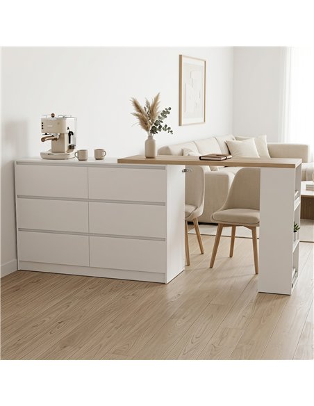 HOMCOM Vanity Table, Dressing Table with 6 Drawers and 3-Tier Shelf for Women and Girls, White - pic 209204 | FastDaddyshop