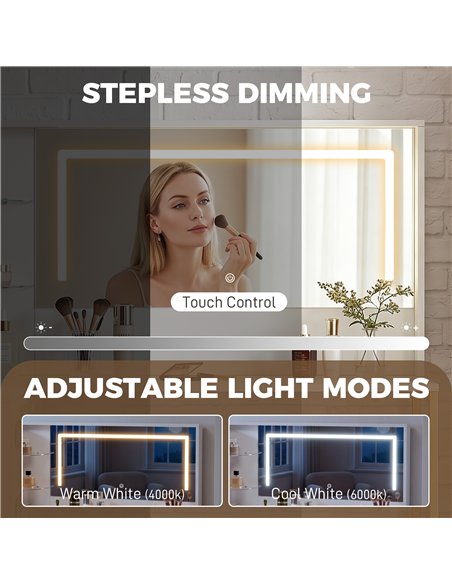 HOMCOM Dressing Table with LED Mirror and Stool, L-Shaped Vanity Desk with Drawers and Shelves, White - pic 209208 | FastDaddyshop