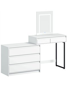 HOMCOM Vanity Makeup Desk LED Mirror Dressing Table Large Storage 5 Drawers White