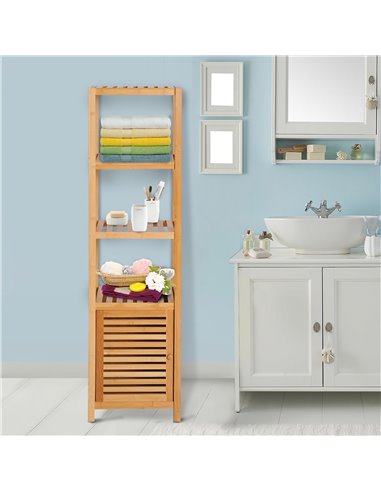 HOMCOM 140cm Freestanding Cabinet with 3 Shelves, Natural