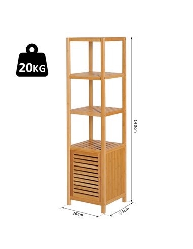HOMCOM 140cm Freestanding Cabinet with 3 Shelves, Natural