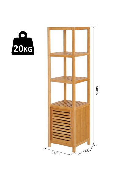 HOMCOM 140cm Freestanding Cabinet with 3 Shelves, Natural - pic 20924 | FastDaddyshop