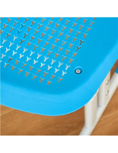 HOMCOM Kids Desk and Chair Set Adjustable Height Study Table Set with Drawer, Book Stand, Pen Slot - Blue