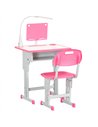 HOMCOM Kids Desk and Chair Set Adjustable Height Study Table Set with Drawer, Book Stand, Pen Slot - Pink