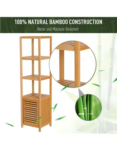 HOMCOM 140cm Freestanding Cabinet with 3 Shelves, Natural