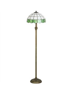 HOMCOM Tiffany-Style Floor Lamp with Handcrafted Stained Glass Shade, 152cm Tall Vintage Standing Lamp, Bronze Tone and Green
