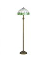 HOMCOM Tiffany-Style Floor Lamp with Handcrafted Stained Glass Shade, 152cm Tall Vintage Standing Lamp, Bronze Tone and Green