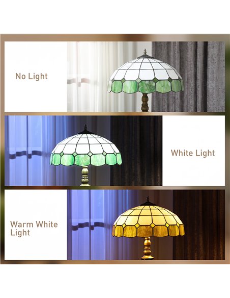 HOMCOM Tiffany-Style Floor Lamp with Handcrafted Stained Glass Shade, 152cm Tall Vintage Standing Lamp, Bronze Tone and Green - pic 209264 | FastDaddyshop