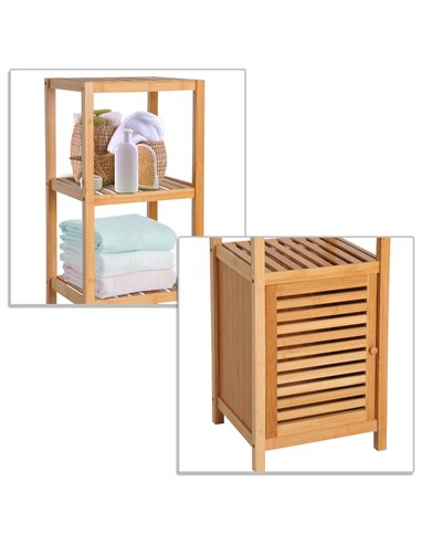 HOMCOM 140cm Storage Unit Freestanding Cabinet w/ 3 Shelves Cupboard Bathroom Kitchen Home Tall Utility Organiser
