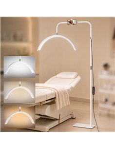 HOMCOM Half Moon Lash Light, 350° Rotatable Head, 7 Colours, Dimmable Beauty Floor Lamp, White 2