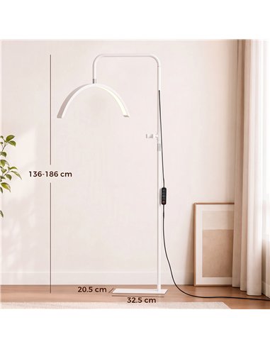 HOMCOM Half Moon Lash Light, 350° Rotatable Head, 7 Colours, Dimmable Beauty Floor Lamp, White
