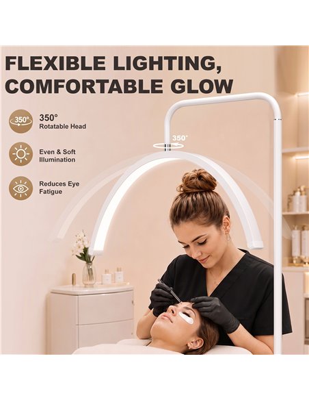 HOMCOM Half Moon Lash Light, 350° Rotatable Head, 7 Colours, Dimmable Beauty Floor Lamp, White - pic 209280 | FastDaddyshop