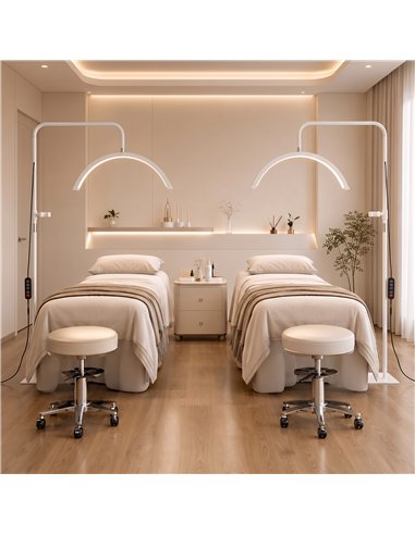 HOMCOM Half Moon Lash Light, 350° Rotatable Head, 7 Colours, Dimmable Beauty Floor Lamp, White