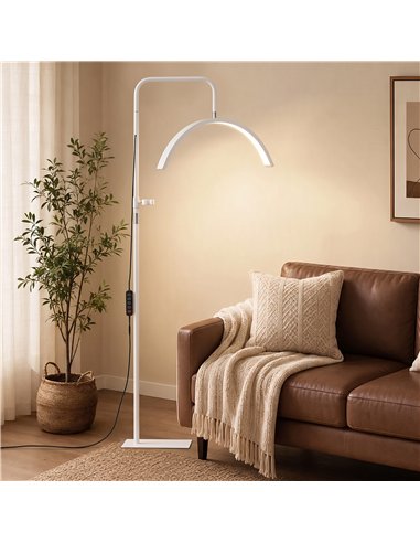 HOMCOM Half Moon Lash Light, 350° Rotatable Head, 7 Colours, Dimmable Beauty Floor Lamp, White