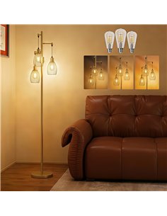 HOMCOM 170.5cm Industrial Dimmable Standing Lamp, 3-Light Floor Lamp with Steel Wire Cage Lampshades, Gold Tone 2