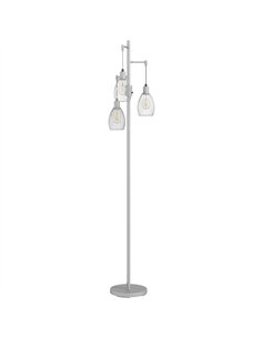 HOMCOM 170.5cm Industrial Dimmable Standing Lamp, 3-Light Floor Lamp with Steel Wire Cage Lampshades, Silver Tone