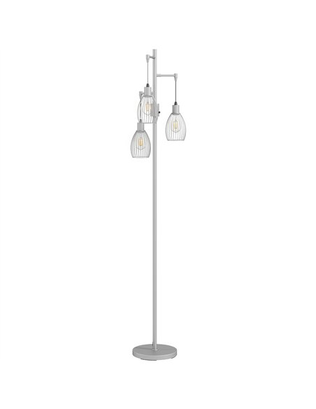 HOMCOM 170.5cm Industrial Dimmable Standing Lamp, 3-Light Floor Lamp with Steel Wire Cage Lampshades, Silver Tone - pic 209295 | FastDaddyshop
