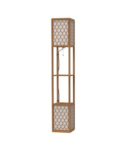 HOMCOM Duo Light Floor Shelves - Natural Wood Finish