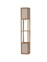 HOMCOM Duo Light Floor Shelves - Natural Wood Finish