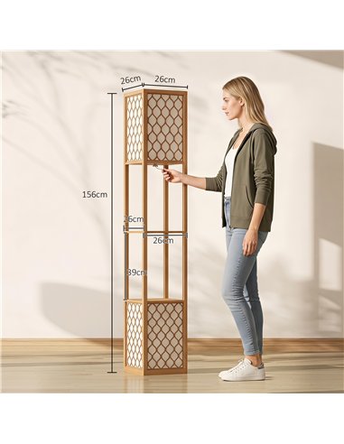 HOMCOM Duo Light Floor Shelves - Natural Wood Finish