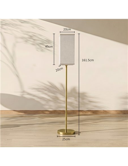 HOMCOM Floor Lamp, Modern Standing Lamp with Linen Shade and Foot Switch, Tall Lamps for Bedroom, Bulb not Included, Gold Tone - pic 209315 | FastDaddyshop