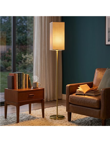 HOMCOM Floor Lamp, Modern Standing Lamp with Linen Shade and Foot Switch, Tall Lamps for Bedroom, Bulb not Included, Gold Tone - pic 209320 | FastDaddyshop