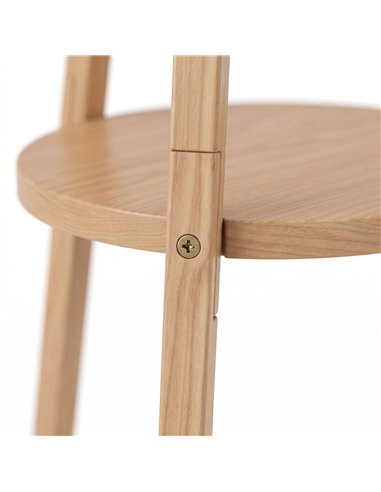 HOMCOM Bedside Light, Tripod Floor Lamp with Storage Shelf and Linen Shade for Living Room, 160cm, Natural Wood Colour