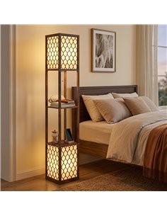 HOMCOM Duo Light Floor Shelves - Rustic Brown 2