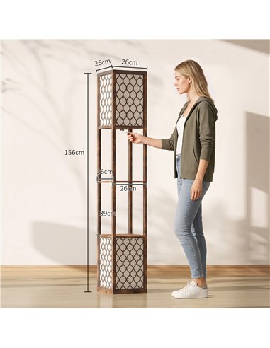 HOMCOM Duo Light Floor Shelves - Rustic Brown